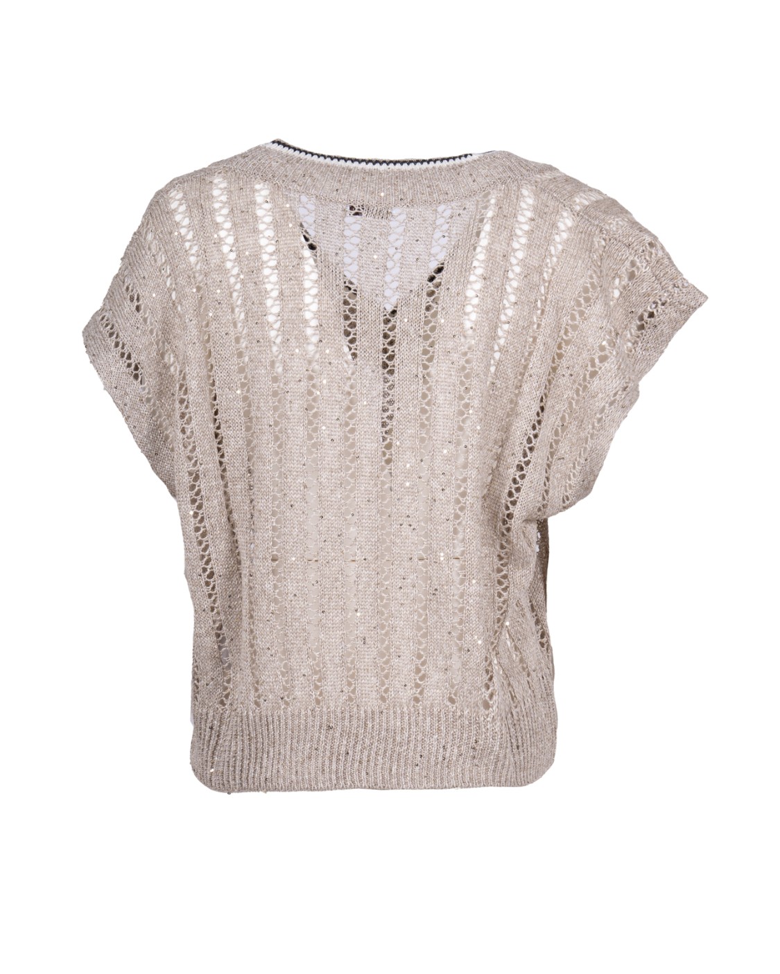 shop BRUNELLO CUCINELLI  Pull: Brunello Cucinelli t-shirt in maglia Dazzling Ribbed Net di lino.
Scollo a V.
Spalla abbassata.
Manica ampia.
Maglia con diversi punti.
Composizione: 94% LINO, 6% NYLON.
Made in Italy.. MCO559412-CJK08 number 935220